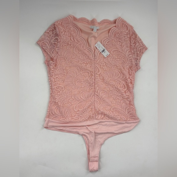 New York & Company Tops - Elegant Pink Lace Women bodysuit
